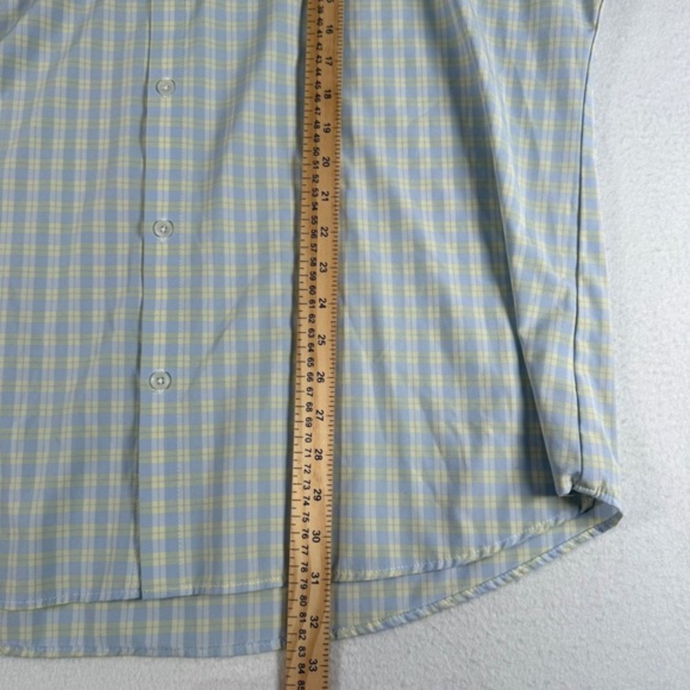 Mizzen Main Leeward Shirt Men XXL Blue Yellow Plaid Performance Stretch Golfcore - Picture 7 of 10